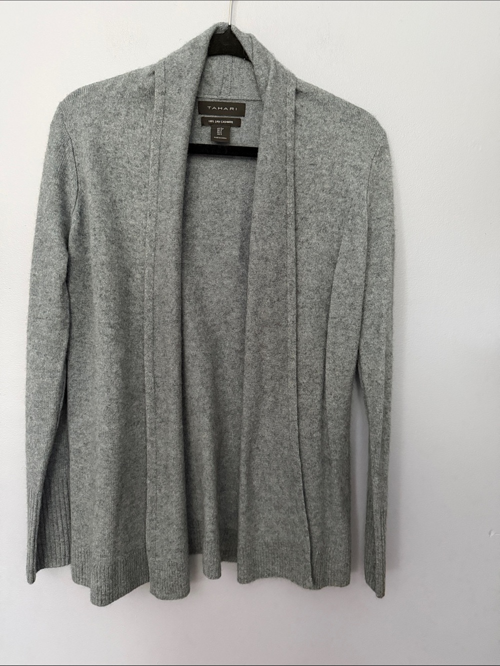 Tahari Pure Luxe Cashmere Open Front Cardigan Small Blue